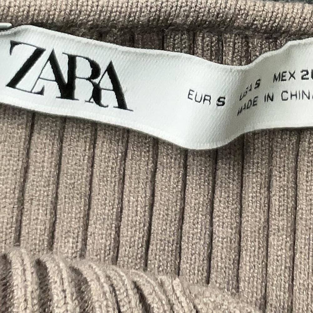 Zara Taupe Ribbed Knit Top - Picture 3 of 3